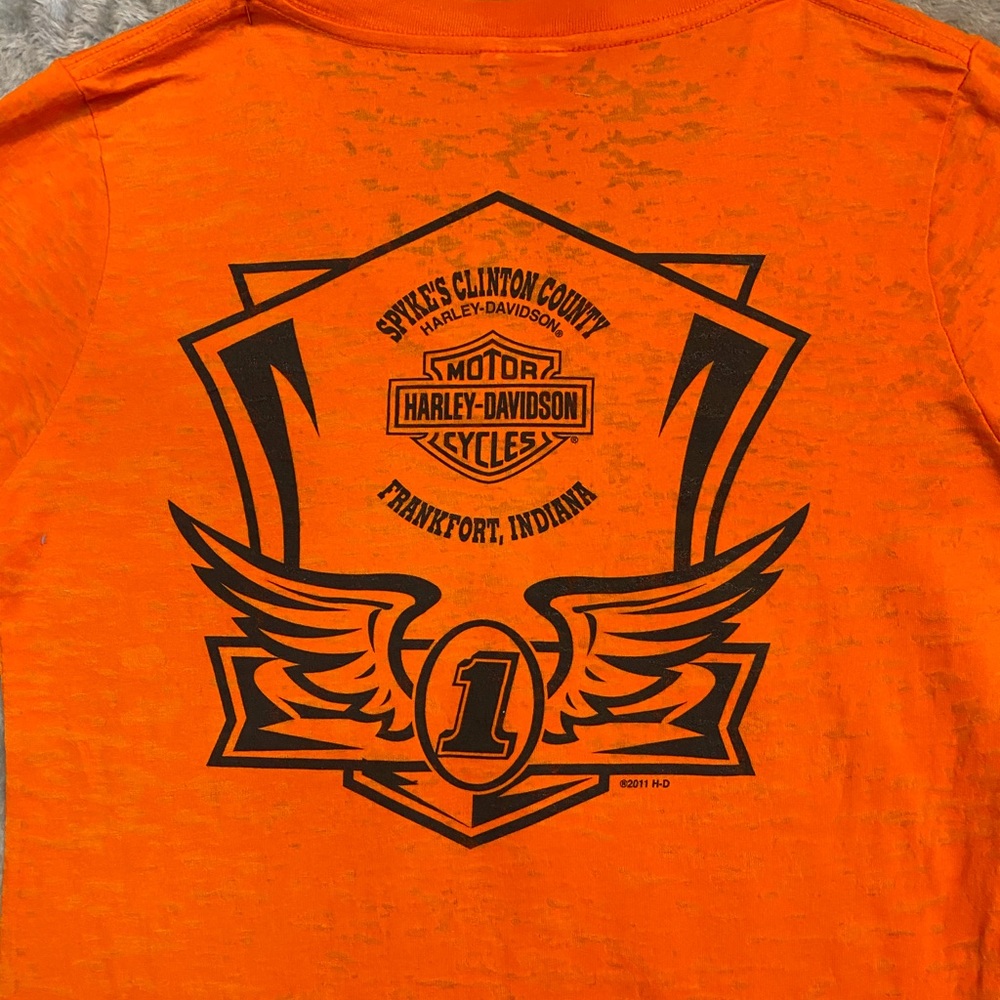 Orange Burnout Harley Tee - Picture 6 of 7